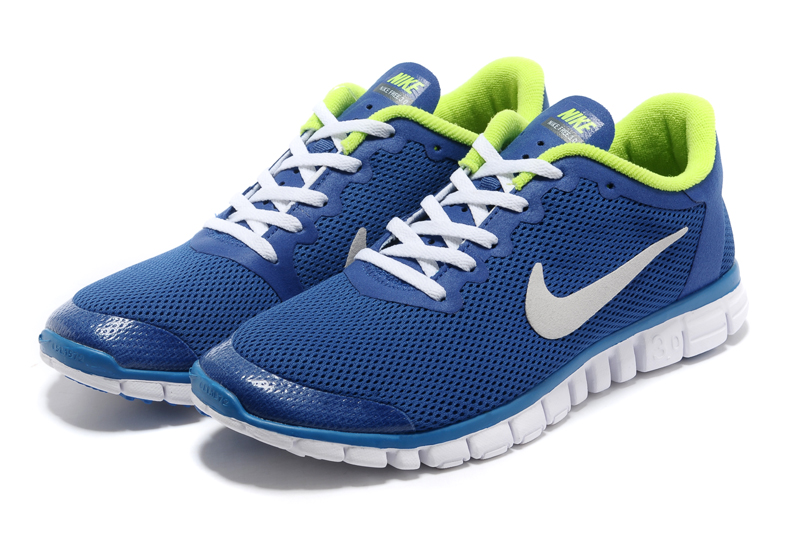 Nike Free 3.0 femmes chaussures de course bleu jaune (3)